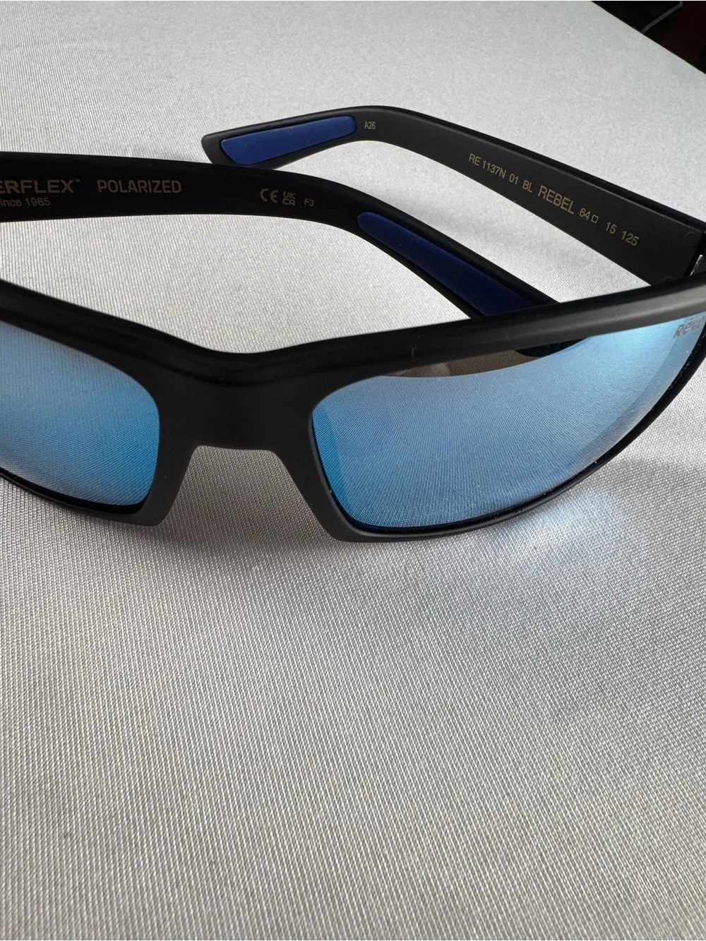 NEW! REVO RE 1137N REBEL Polarized 01BL Matte Black/ Crystal Blue Water Lenses